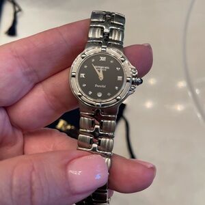 Raymond Weil Ladies Stainless Diamond Accent Parsifal Watch Black Face 9995